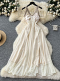 Embellished  Ivory Halter Maxi Dress