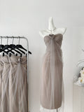 Floral Soft Tulle Elegant Strapless Dress