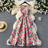 Fitted Bodice Flared Skirt Floral Dress