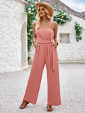 Stylish Strapless Jumpsuit with Pockets