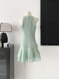 Pastel Green Ruffle Halter Dress