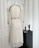 Braided Belt Beaded High-Neck Dress