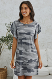 New Camouflage Dress with Short Sleeve Round Neck