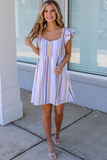 casual pullover high waist thin ruffled dress