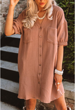 casual pullover V-neck bubble sleeve dress