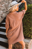 casual pullover V-neck bubble sleeve dress