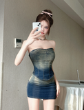 Stylish Strapless Jean Corset Dress for Casual Chic Look