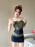 Stylish Strapless Jean Corset Dress for Casual Chic Look