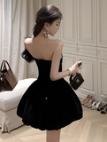 Elegant Sparkly Black Velvet Dress for Party Occasions