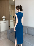 Elegant Sleeveless Ruched Bodycon Midi Dress