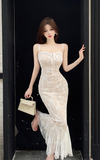 Charming Sleeveless Ivory Floral Lace Maxi Dress