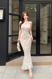 Charming Sleeveless Ivory Floral Lace Maxi Dress