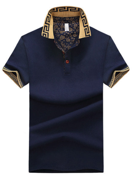 Short Sleeve Spring Summer Casual Tops Mens Stylish Polo Shirt Printed Collar