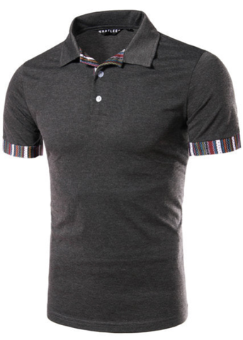 Short Sleeve Slim Fit Spring Summer Tops Casual Stitching Polo Shirt