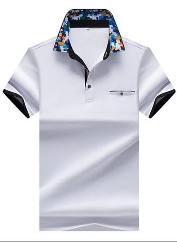 Polo Shirt Printed Collar Short Sleeve Casual Tops Mens Summer Breathable