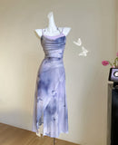 Elegant Lavender Floral Accents Dress