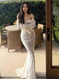 Graceful Design Off-Shoulder Lace Mermaid Dress