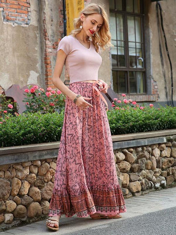 Fashion Printed Elasticity Waist Skirts Bottom