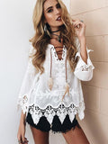 Delicate Sleeves Bohemia V-neck Floral Blouses&shirts Tops