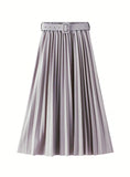 ELASTIC WAIST LONG VERSATILE PLEATED SKIRT