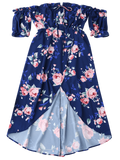 Stunning Off Shoulder High Low Floral Dress