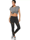 Fun Midi Waist Capri Mesh Panel Workout Leggings