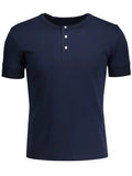 Trendy Crewneck Short Sleeve Henley Mens Top