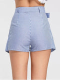 Trendy Belted Striped Skorts with Pockets