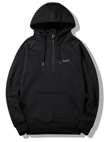 Trendy Half-zipper Flocking Hoodie