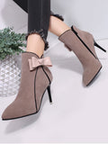 Trendy Stiletto Heel Bow Ankle Boots