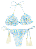 Cheap Polka Dot Bralette Ruffles String Bikini