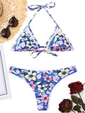 Cute Mesh Insert Tiny Floral Bralette BikiniV