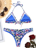 Cute Mesh Insert Tiny Floral Bralette Bikini