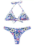 Cute Mesh Insert Tiny Floral Bralette Bikini