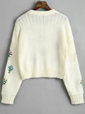 Gorgeous Crew Neck Floral Patched Sweater