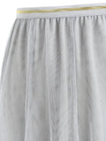 Queenly Elegant Combo Color Waistband Pleats Skirt