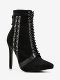 Unique Lacing Pointed Toe Short Boots