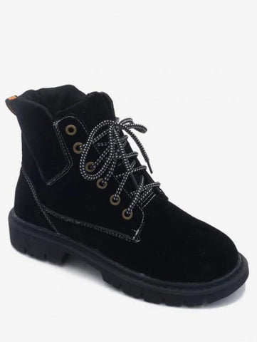 Delicate Heel Lacing Short Boots