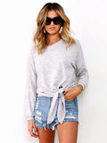 Long Sleeves Knotted Sweatshirts