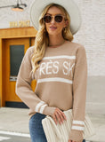 PRINTED LOOSE ROUND NECK PULLOVER SWEATER