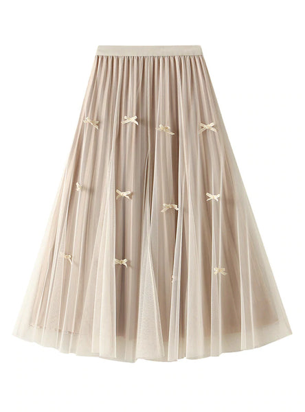 DOUBLE-FACED BOW GAUZE SKIRT