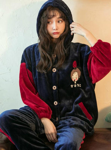 WINTER HOODED PAJAMAS GIRL CUTE CARTOONSTRAWBERRY