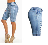 CROOKED CROPPED TROUSERS JEANS SHORTS