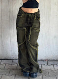 RETRO HIGH WAIST SHEARED EDGES JEANS