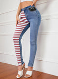 SLIM-FIT STITCHING COLOR MATCHING PENCIL PANTS