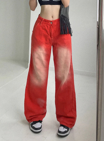 LOOSE TAPERED STRAIGHT JEANS PANTS