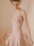 SUSPENDERS COMFORTABLE ICE SILK NIGHTGOWN