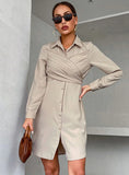 LONG-SLEEVED CARDIGAN LONG LAPEL DDRESS