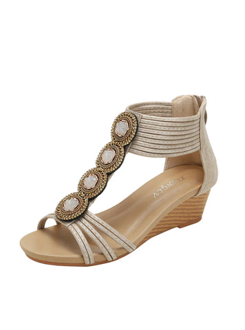 RETRO BEADED WEDGE ROMAN SANDALS