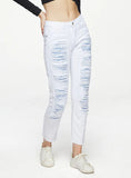 STRAIGHT PANTS WORN SPLICED WHITE JEANS